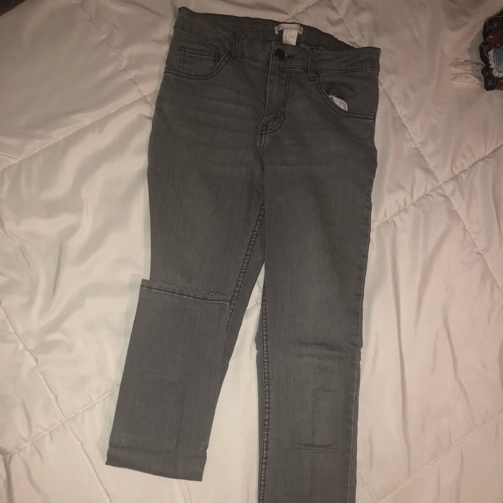 Gray jeans.